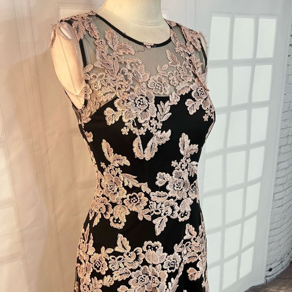 Hitherto Anthropologie BHLDN Tonya black pink lace midi dress size 2 - Picture 4 of 13